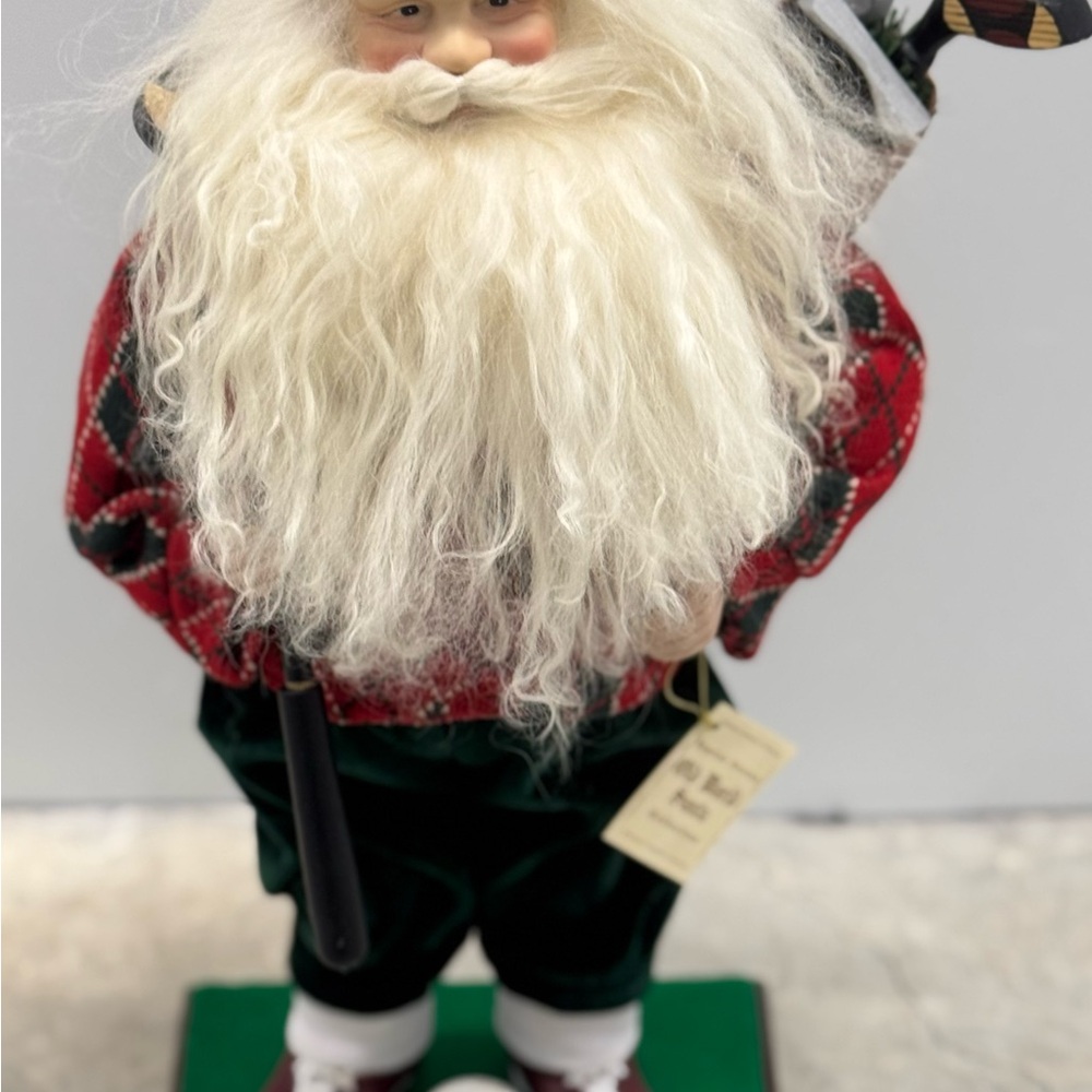 Santa Claus Figurine with Golf Clubs